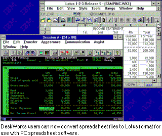 DeskWorks users can now convert spreadsheet files to Lotus format for use with PC spreadsheet software.