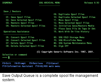 Save Output Queue is a complete spool file management system